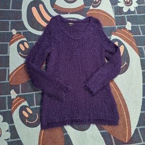 🌈 KENNETH COLE REACTION FUZZY PURPLE TUNIC SWEATER-M